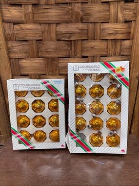 Doubleglo by Noma Gold Glass Christmas Ornaments - Set of 12 & 14